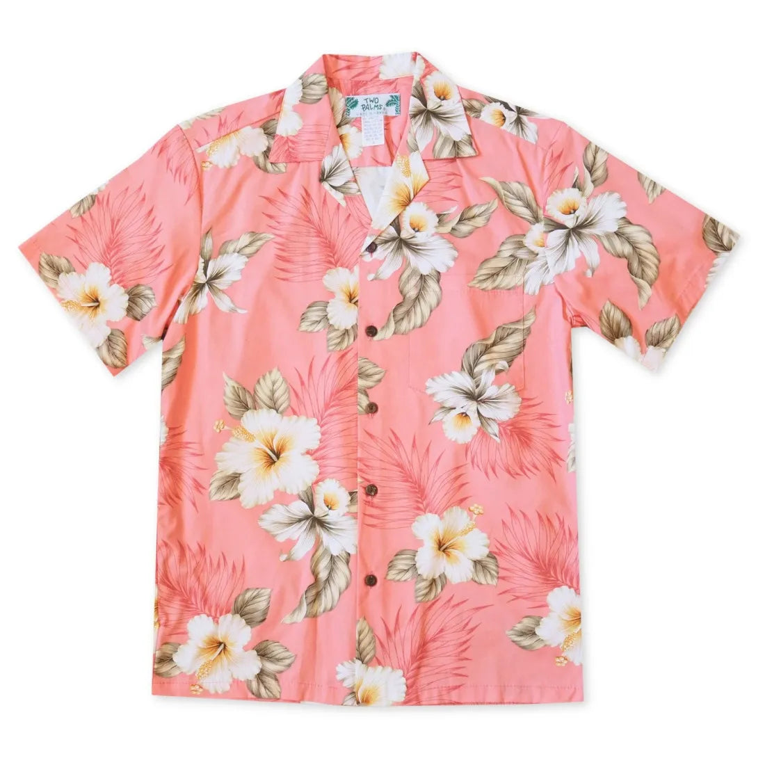 Hibiscus Joy Pink Hawaiian Cotton Shirt Elegant Button-Down Short Shirt