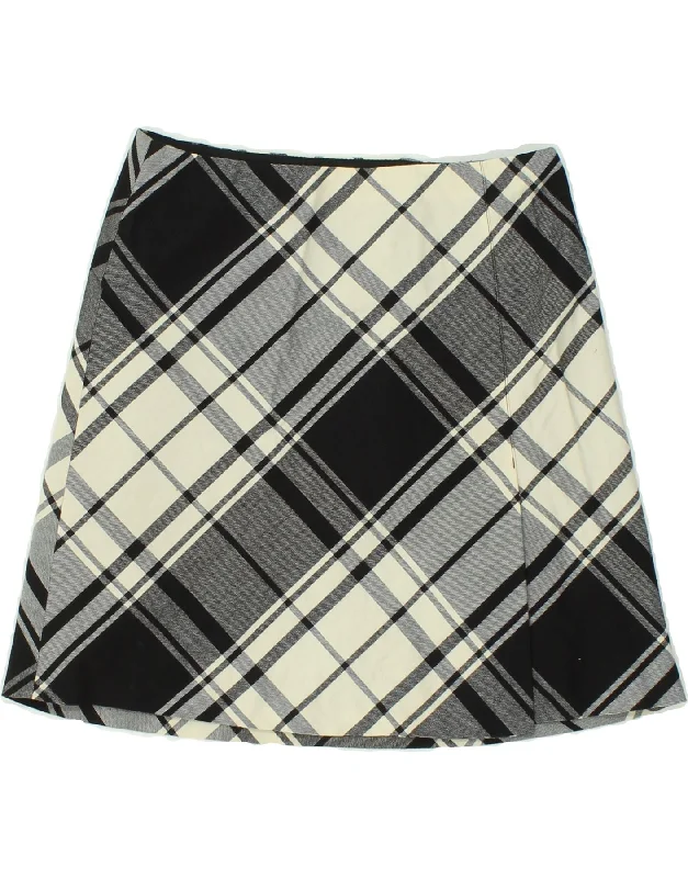 HOBBS Womens A-Line Skirt UK 10 Small W28  Black Plaid Wool cashmere skirt rich