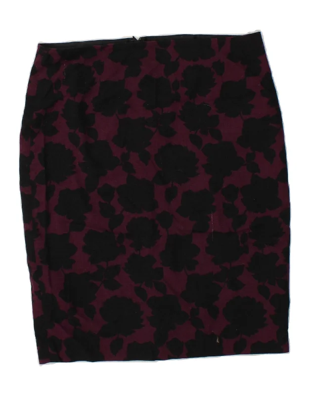 HOBBS Womens Pencil Skirt UK 14 Large W36 Burgundy Floral Cotton seamless skirt comfort HOBBS Womens Pencil Skirt UK 14 Large W36 Burgundy Floral Cotton seamless skirt comfort