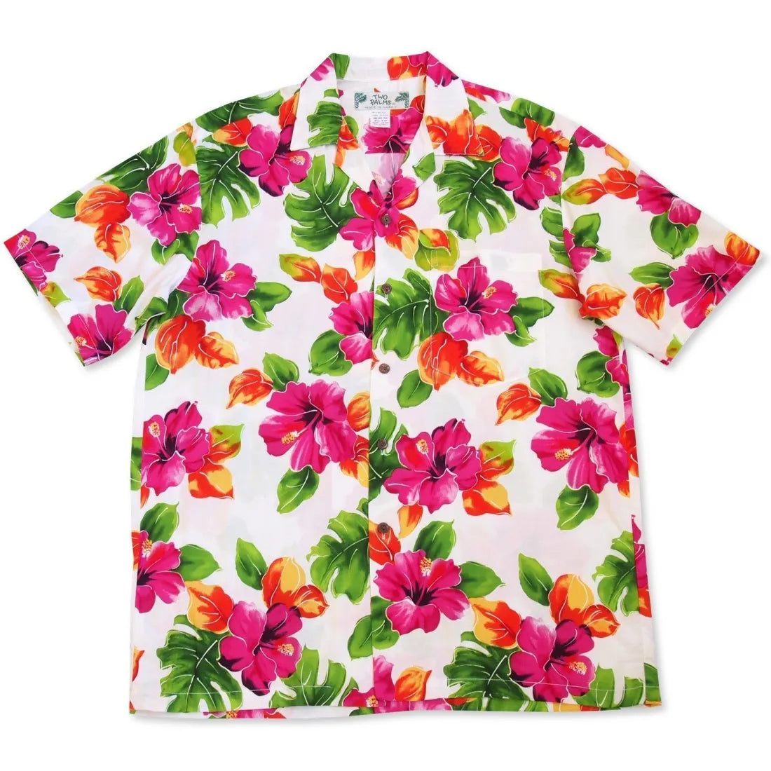 Hoopla White Hawaiian Rayon Shirt Soft Cotton Short Shirt