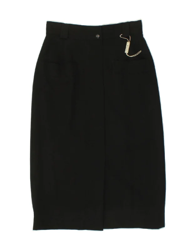 I BLUES Womens Pencil Skirt UK 12 Medium W28 Black ruffled skirt detail