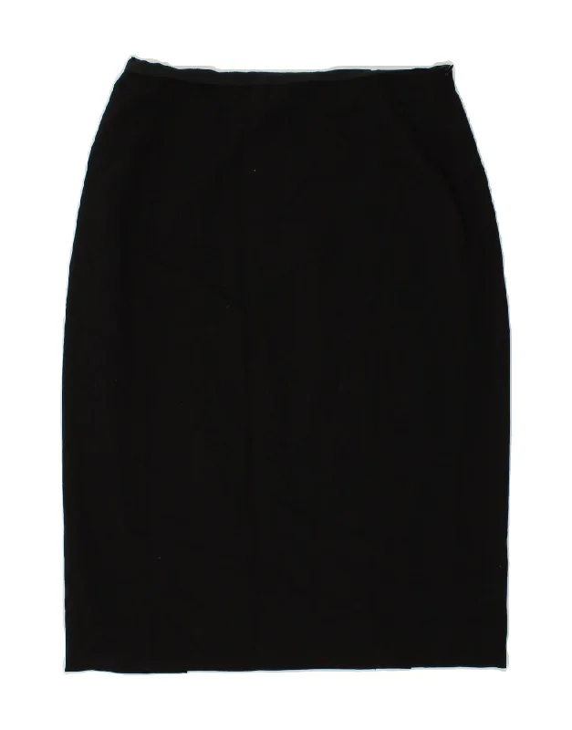 JAEGER Womens Midi Skirt UK 12 Medium W28  Black Wool lace skirt intricate