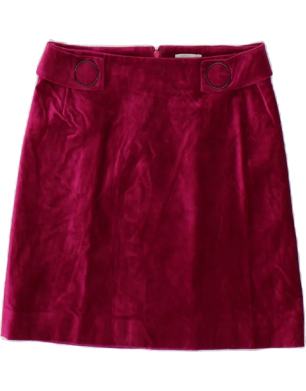 JIGSAW Womens Velvet Mini Skirt UK 8 Small W28 Pink Cotton ribbed skirt waist