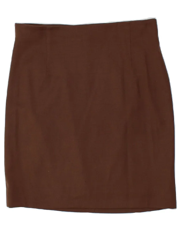KRIZIA Womens High Waist Straight Skirt UK 18 XL W34  Brown lace skirt delicate