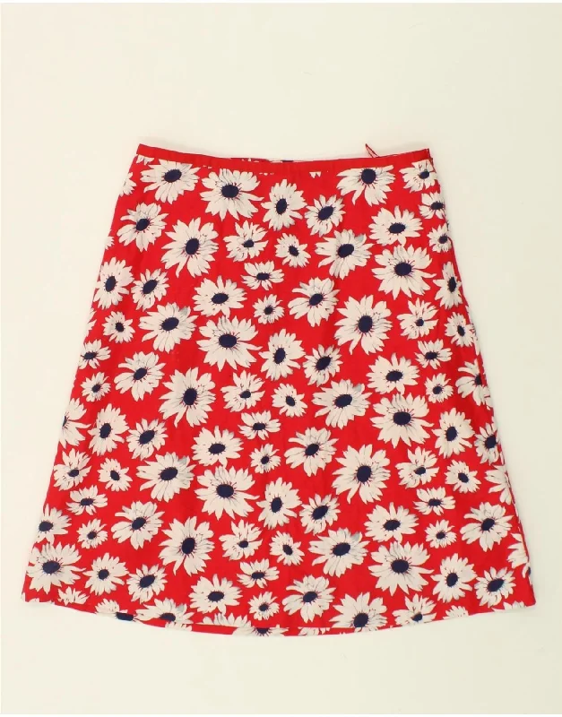 LAURA ASHLEY Womens A-Line Skirt UK 14 Medium W32 Red Floral Cotton vintage skirt charm LAURA ASHLEY Womens A-Line Skirt UK 14 Medium W32 Red Floral Cotton vintage skirt charm
