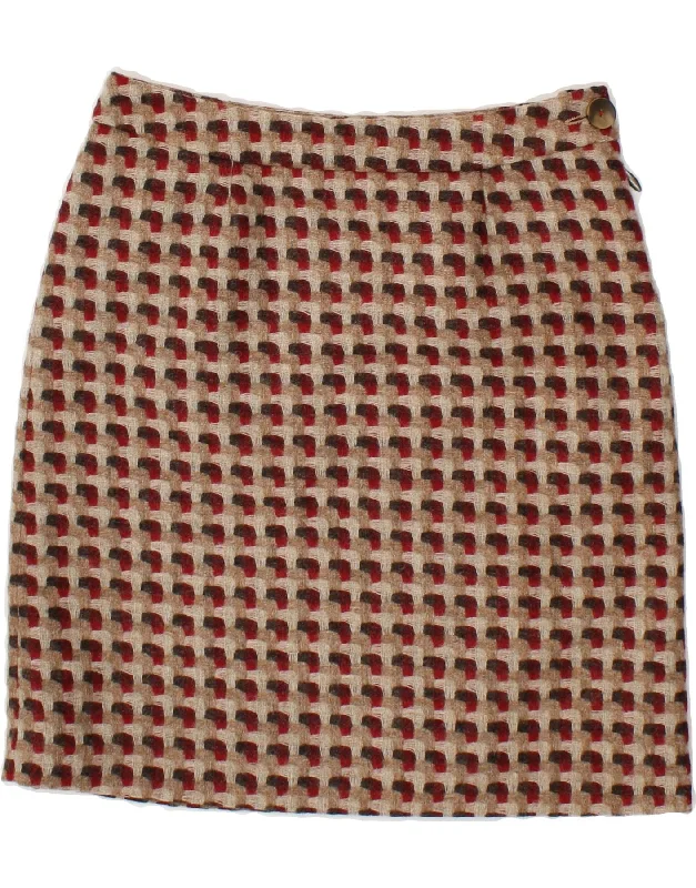 LAURA ASHLEY Womens Pencil Skirt UK 10 Small W28  Brown Geometric Wool denim skirt classic