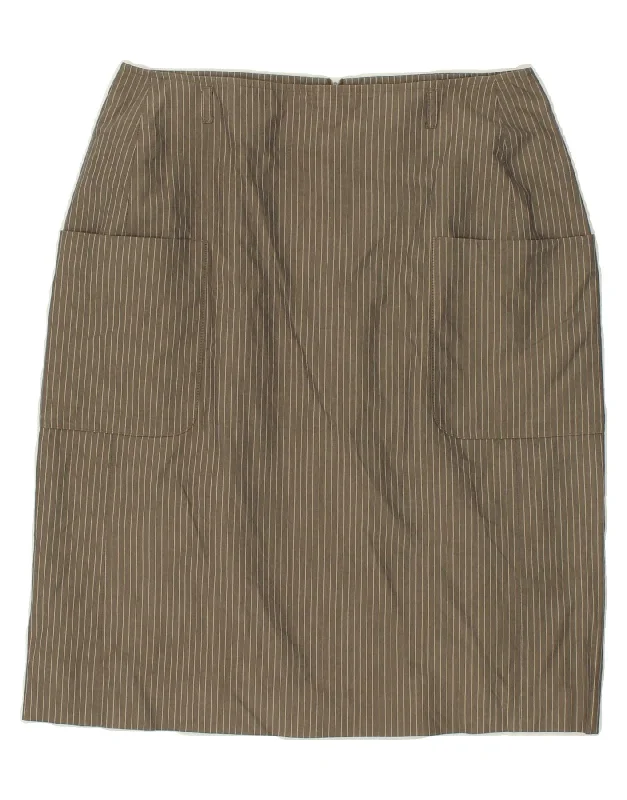LAURA ASHLEY Womens Pencil Skirt UK 16 Large W32 Grey Pinstripe Cotton denim skirt casual