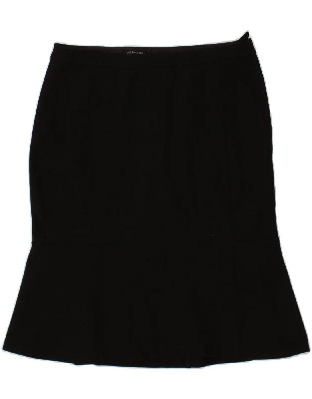 LAURA ASHLEY Womens Trumpet Skirt UK 14 Large W34  Black Polyester wool skirt thick