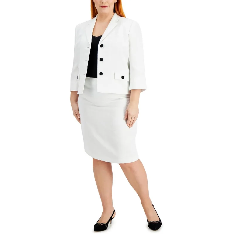 Le Suit Womens Plus Textured  Skirt Suit lace skirt romantic