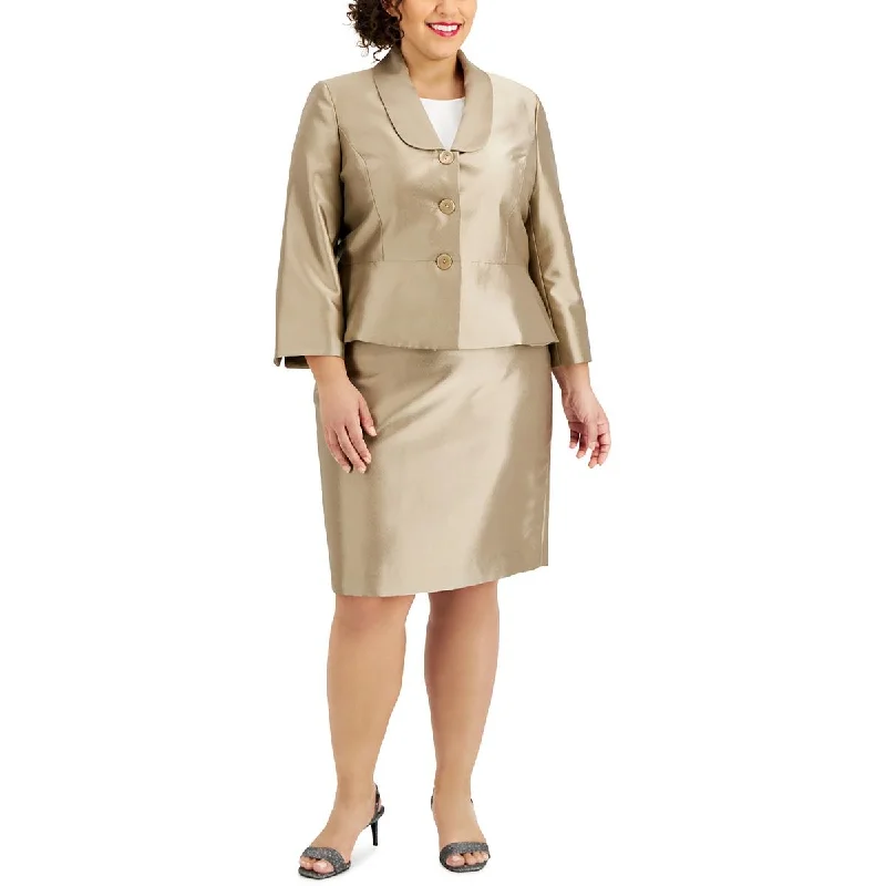 Le Suit Womens Plus Three Button Business Skirt Suit corduroy skirt textured