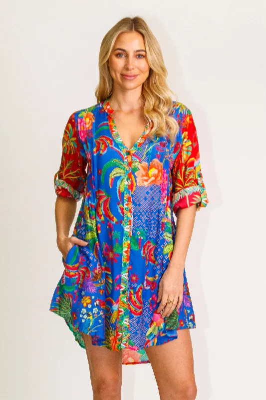 Lula Life Peregian Shirt Multi Casual Loose Short Sleeve