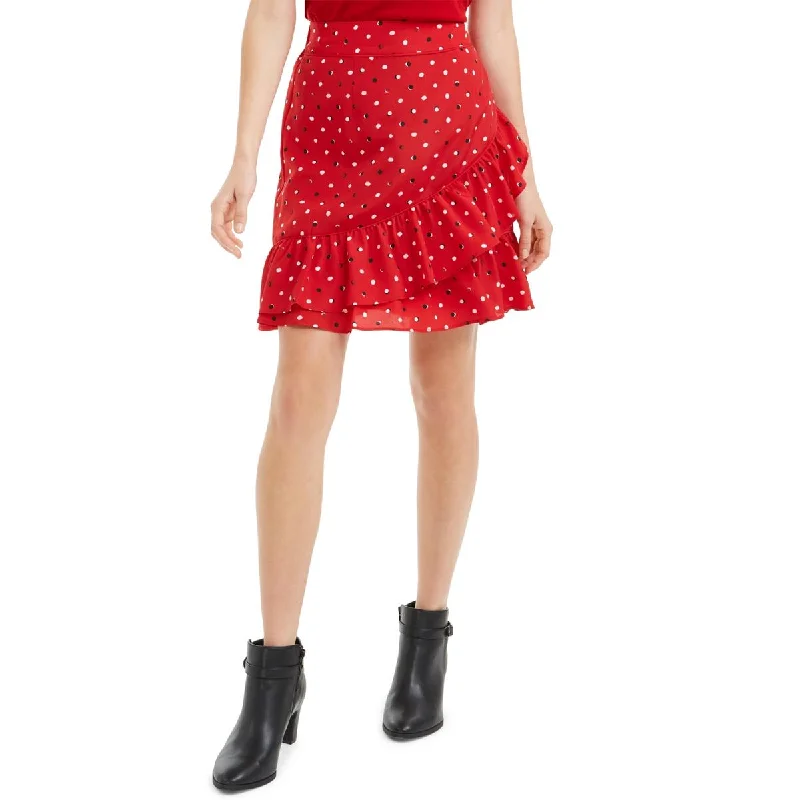 Maison Jules Womens Printed Ruffled Skirt corduroy skirt cozy