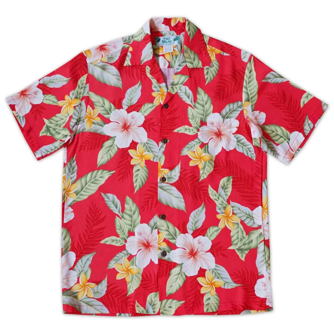 Makaha Red Hawaiian Rayon Shirt Elegant Silk Short Shirt