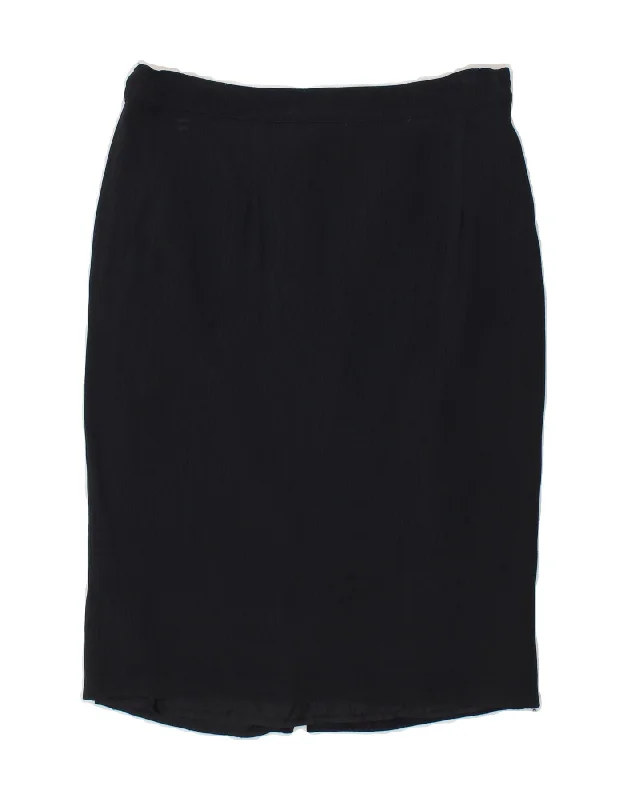 MARELLA Womens Midi Skirt UK 16 Large W32  Navy Blue Viscose velvet skirt luxury