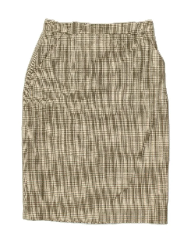 MARELLA Womens Straight Skirt UK 14 Medium Beige Check Wool lace skirt feminine