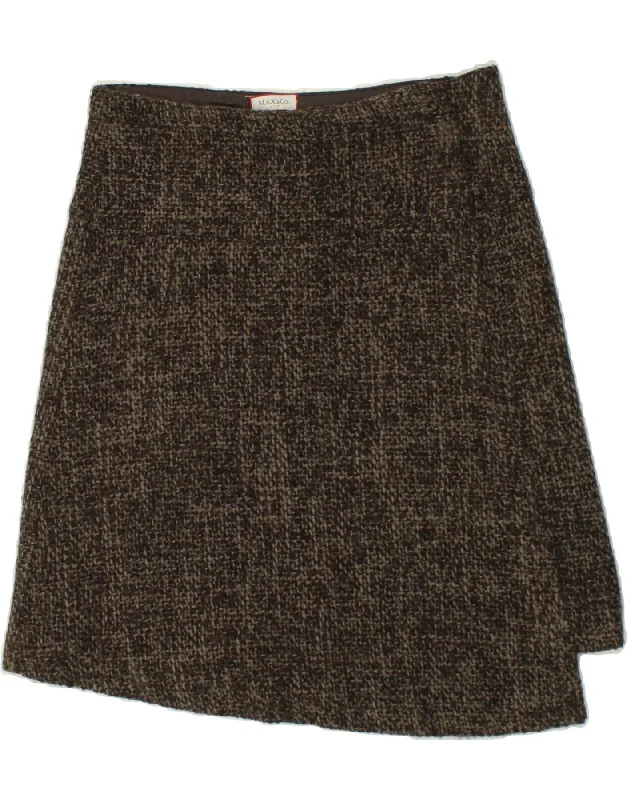MAX & CO. Womens Asymmetric Straight Skirt UK 6 XS W28  Grey Flecked Wool denim skirt casual
