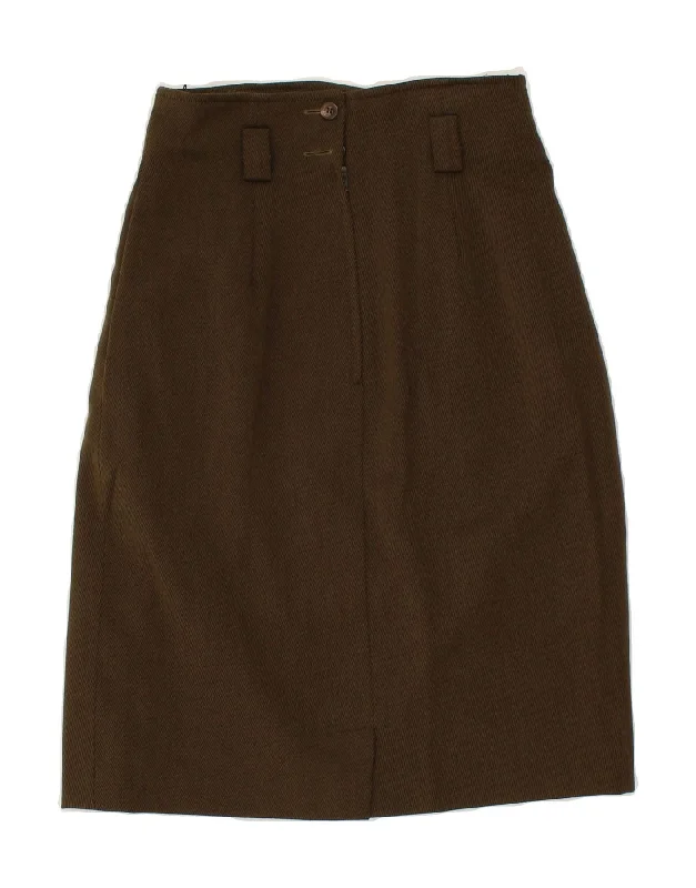 MAX MARA Womens High Waist A-Line Skirt UK 12 Medium W26 Green Wool pleated skirt texture MAX MARA Womens High Waist A-Line Skirt UK 12 Medium W26 Green Wool pleated skirt texture