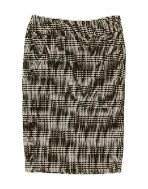 MAX MARA Womens Pencil Skirt UK 10 Small W29  Beige Houndstooth silk skirt sleek