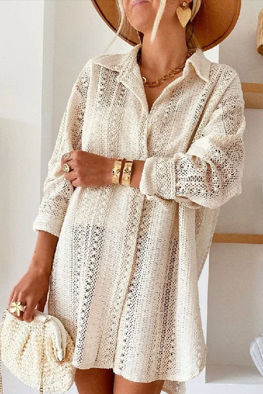 Mayla Lace Oversized Shirt Fashionable Plaid Short Sleeve