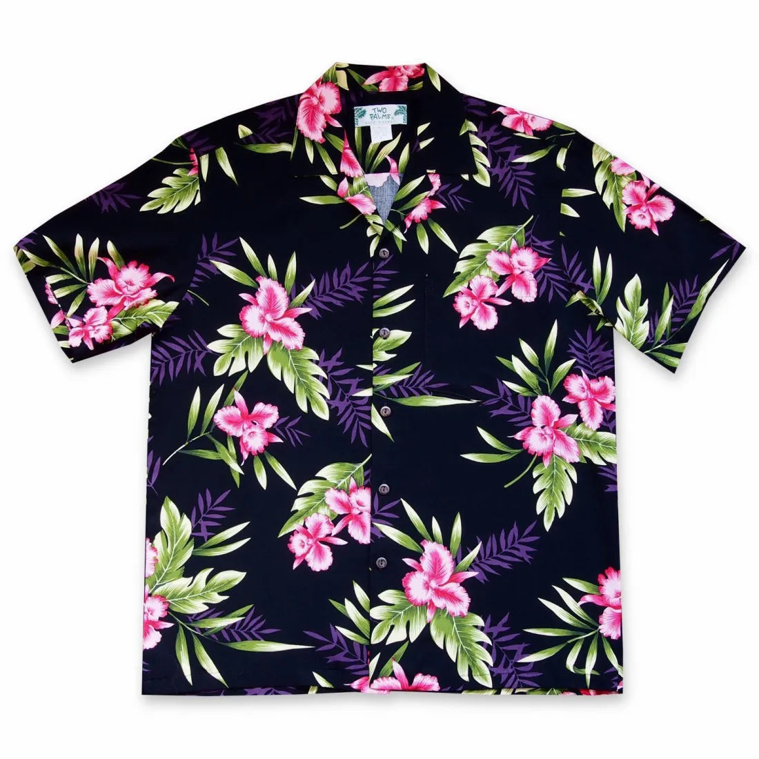 Midnight Black Hawaiian Rayon Shirt Trendy Floral Short Sleeve