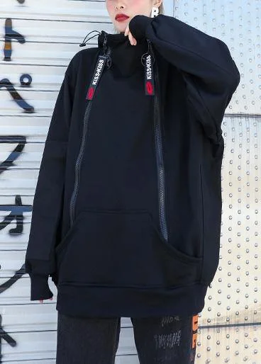 Modern black cotton clothes zippered short hooded shirts Fashionable Cuffed Short Sleeve Modern black cotton clothes zippered short hooded shirts Fashionable Cuffed Short Sleeve