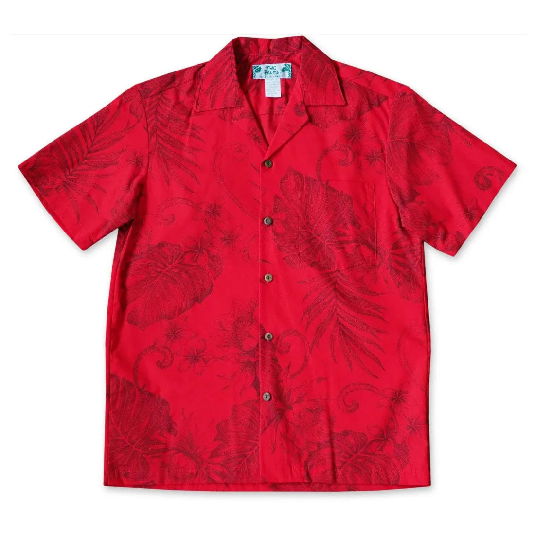 Monstera Cereus Red Hawaiian Cotton Shirt Relaxed Short Sleeve Tee