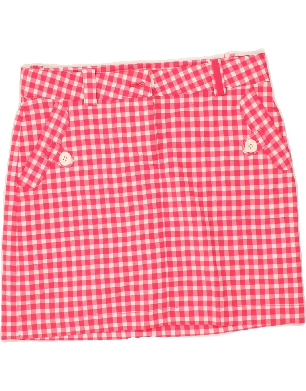 NIKE Womens Dri Fit Mini Skirt UK 14 Large W30 Pink Gingham Polyester breathable skirt fabric NIKE Womens Dri Fit Mini Skirt UK 14 Large W30 Pink Gingham Polyester breathable skirt fabric