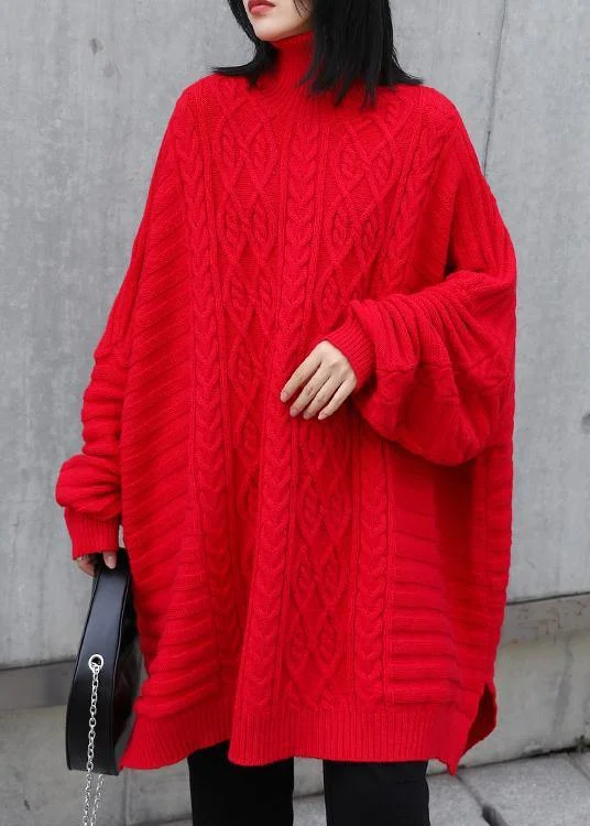 Oversized red Letter knitted t shirt high neck side open knitted blouse Relaxed Fit Short Shirt Oversized red Letter knitted t shirt high neck side open knitted blouse Relaxed Fit Short Shirt