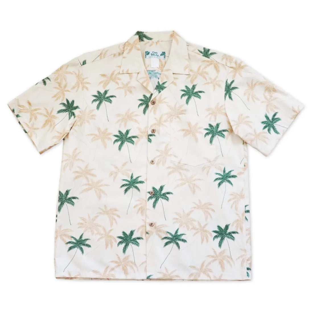 Palm Beach Cream Hawaiian Cotton Shirt Classic Basic Short Shirt