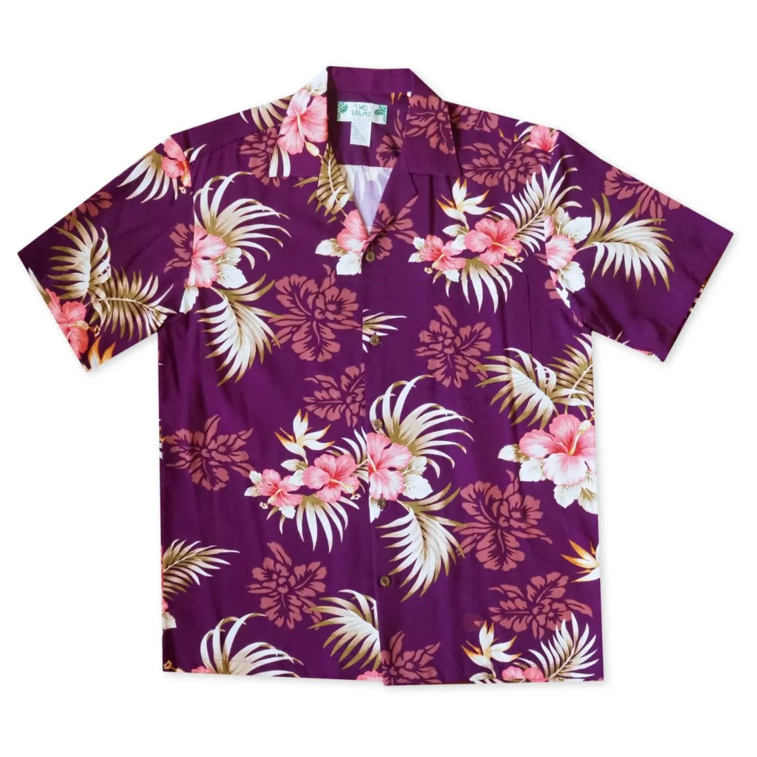 Passion Purple Hawaiian Rayon Shirt Elegant Lace Short Sleeve
