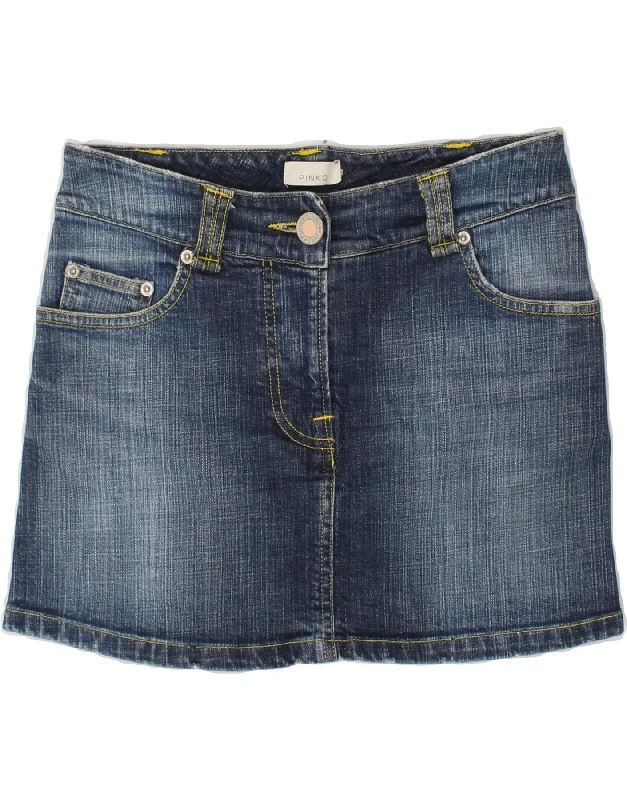 PINKO Womens Denim Skirt W28 Medium  Blue Cotton leather skirt refined