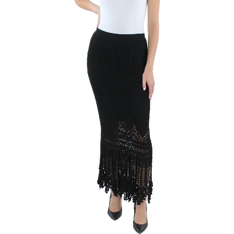 Polo Ralph Lauren Womens Ali Crochet Long Maxi Skirt silk skirt sleek
