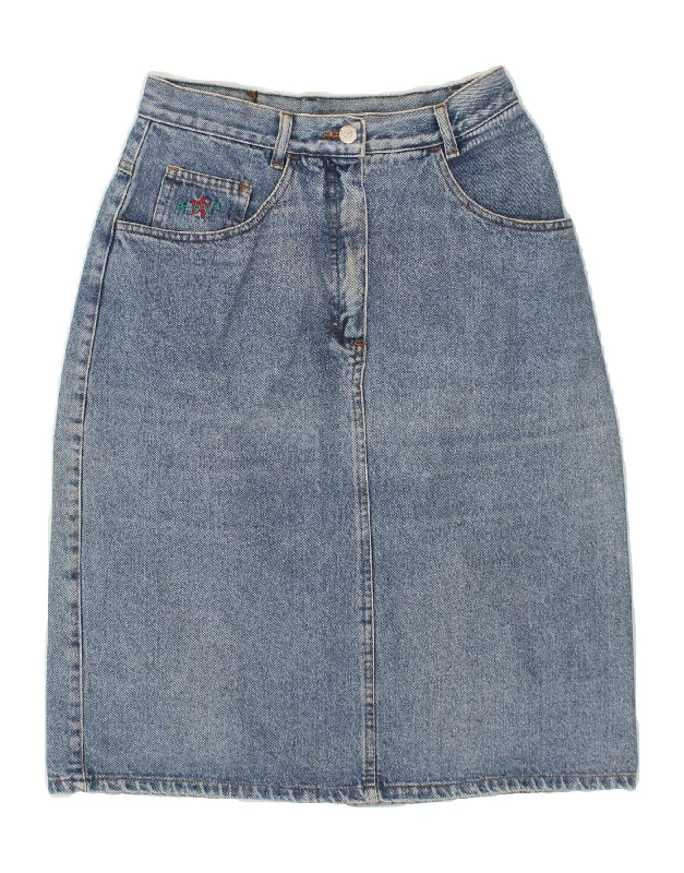 POP 84 Womens Denim Skirt W28 Medium Blue Cotton linen skirt breathable