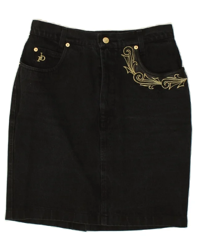 ROCCOBAROCCO Womens Graphic Denim Skirt W28 Medium  Black Cotton velvet skirt plush