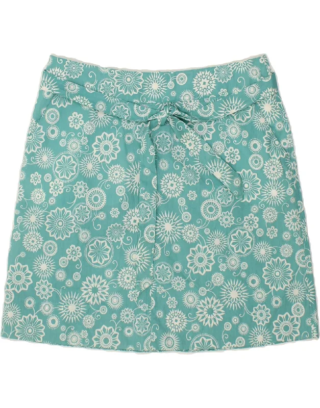 ROHAN Womens Mini Skirt UK 16 Large W36 Turquoise Floral Polyester denim skirt stylish ROHAN Womens Mini Skirt UK 16 Large W36 Turquoise Floral Polyester denim skirt stylish