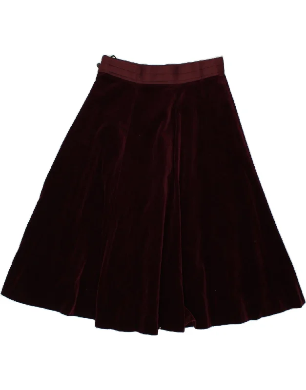 ST MICHAEL Womens Velvet A-Line Skirt IT 44 Medium W32 Burgundy Cotton velvet skirt glossy ST MICHAEL Womens Velvet A-Line Skirt IT 44 Medium W32 Burgundy Cotton velvet skirt glossy