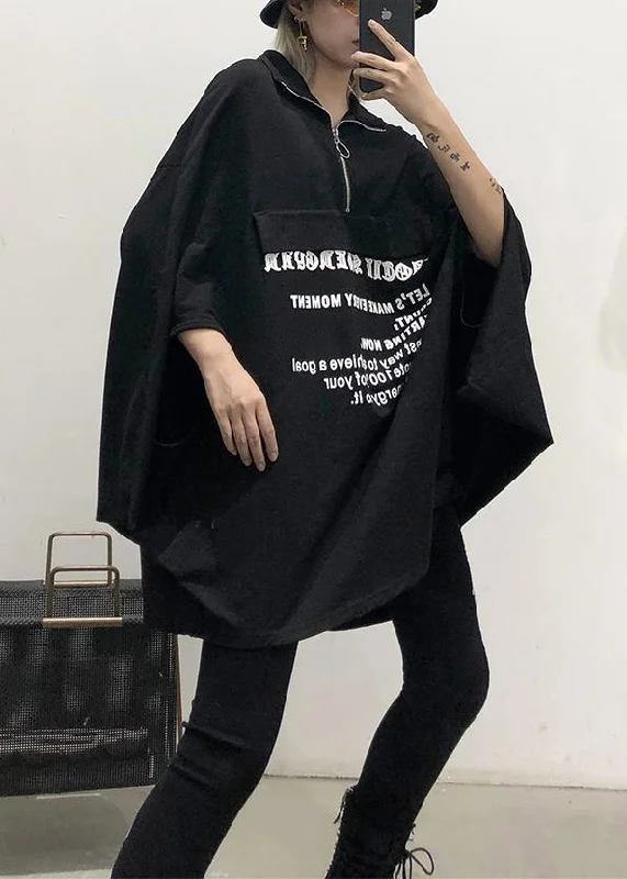Style black lapel collar cotton clothes Batwing Sleeve Art fall shirt Comfortable Ribbed Short Sleeve Style black lapel collar cotton clothes Batwing Sleeve Art fall shirt Comfortable Ribbed Short Sleeve
