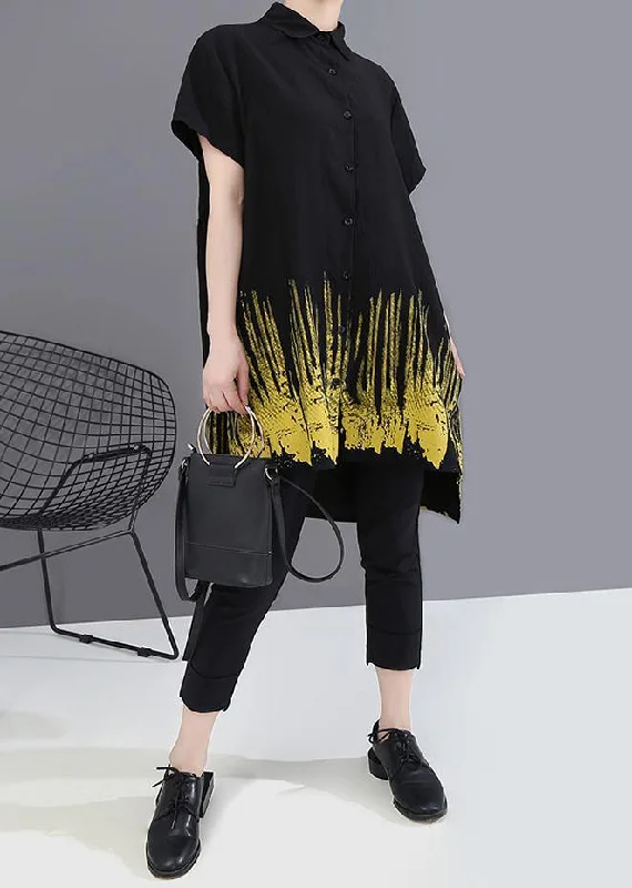 Summer Oversize Hipster Black Tie-dyed Printed Ladies Casual Shirts Comfortable Summer Short Shirt Summer Oversize Hipster Black Tie-dyed Printed Ladies Casual Shirts Comfortable Summer Short Shirt