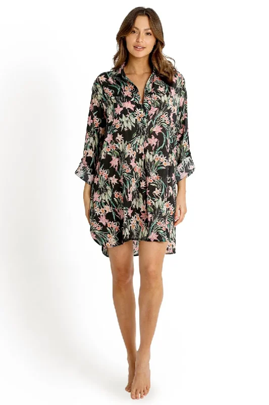 Sunseeker Painters Shirt Camellia - Black Relaxed Fit Short Shirt