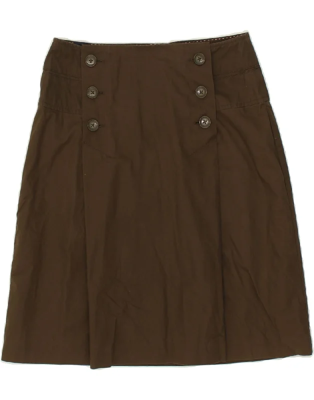 TOMMY HILFIGER Womens A-Line Skirt US 4 Small W30  Brown Cotton patchwork skirt art