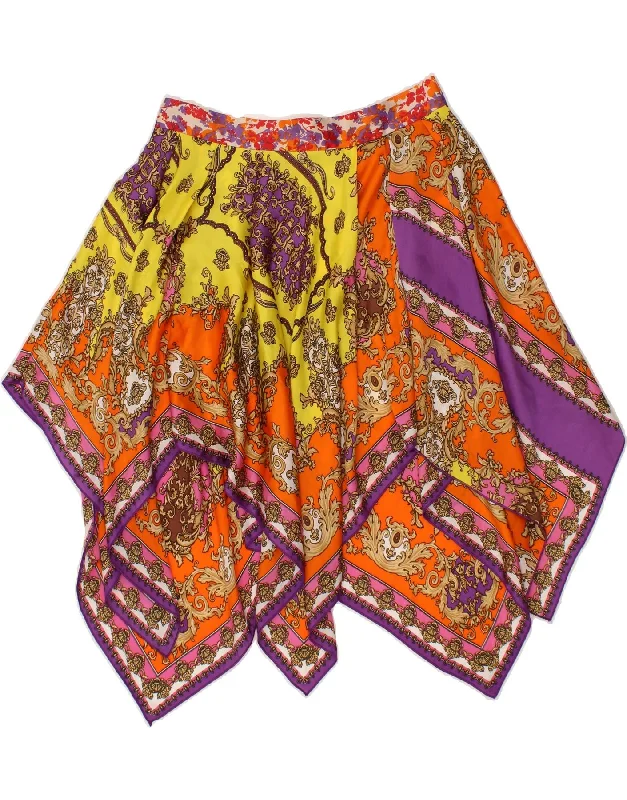 TREND Womens Asymmetrical Skirt EU 42 Large W32 Multicoloured Paisley velvet skirt rich