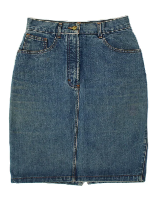 TRUSSARDI Womens Denim Skirt IT 44 Medium W30  Blue Cotton button skirt front