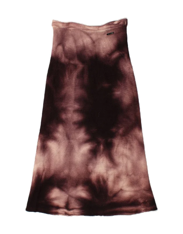 TRUSSARDI Womens Knit Maxi Skirt UK 16 Large W34 Maroon Tie Dye Wool silk skirt lustrous TRUSSARDI Womens Knit Maxi Skirt UK 16 Large W34 Maroon Tie Dye Wool silk skirt lustrous