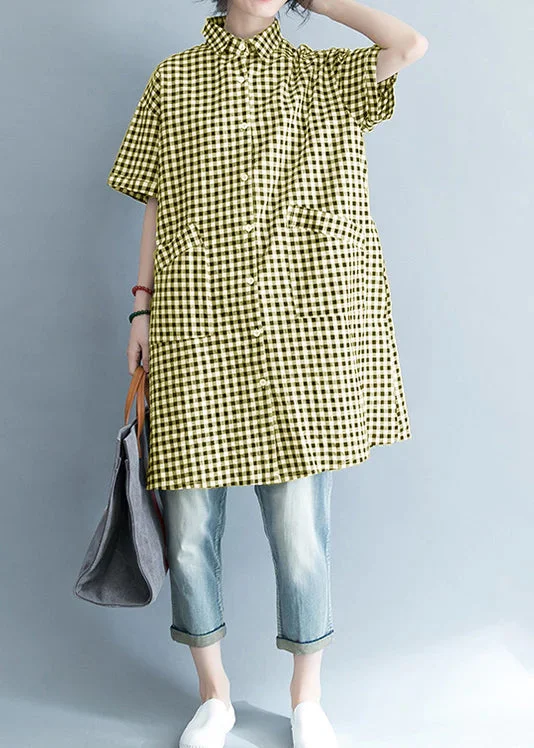 Unique black Yellow cotton linen shirts women stylish lapel pockets oversized Summer shirts Comfortable Stretch Short Shirt Unique black Yellow cotton linen shirts women stylish lapel pockets oversized Summer shirts Comfortable Stretch Short Shirt