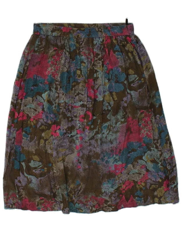 VINTAGE Womens A-Line Skirt EU 46 XL W36 Multicoloured Floral Viscose chiffon skirt airy VINTAGE Womens A-Line Skirt EU 46 XL W36 Multicoloured Floral Viscose chiffon skirt airy