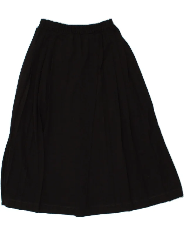 VINTAGE Womens A-Line Skirt IT 40 Small W 28 Black Wool wrap skirt elegant