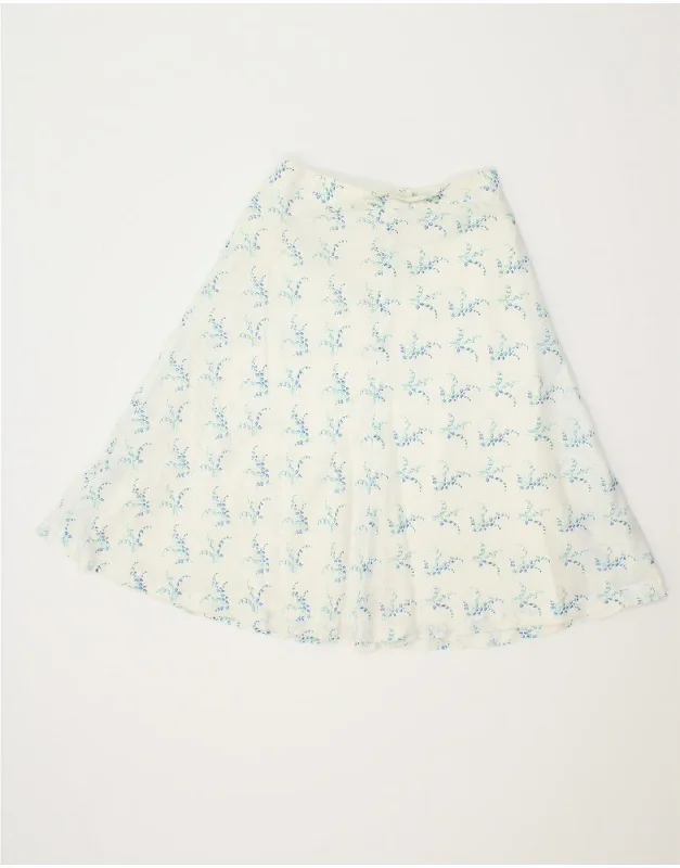 VINTAGE Womens A-Line Skirt IT 40 Small W24  White Floral Cotton patchwork skirt art