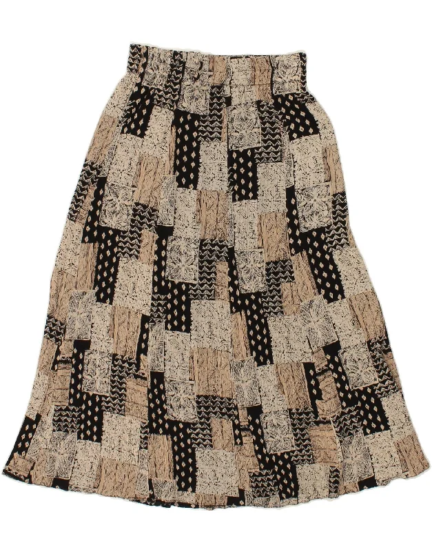 VINTAGE Womens A-Line Skirt W26 Small Beige Patchwork slim fit skirt
