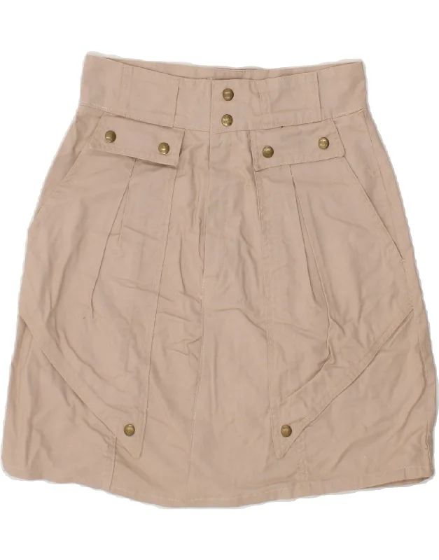 VINTAGE Womens A-Line Skirt W26 Small Beige wool skirt sturdy