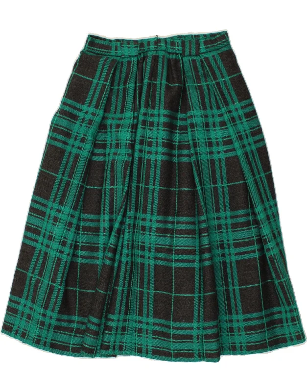 VINTAGE Womens A-Line Skirt W26 Small Black Check Cotton vintage skirt charm